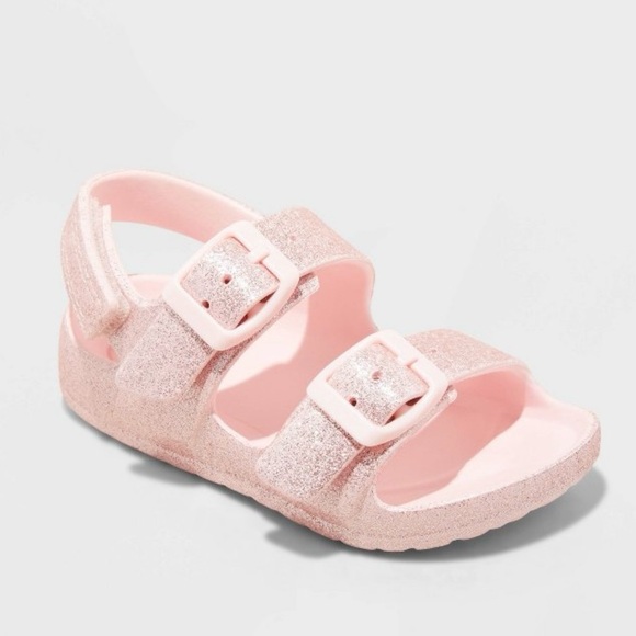 Cat & Jack Toddler Girls Eva Open Toe Sandals Pink Glitter Size 9C - Picture 1 of 7